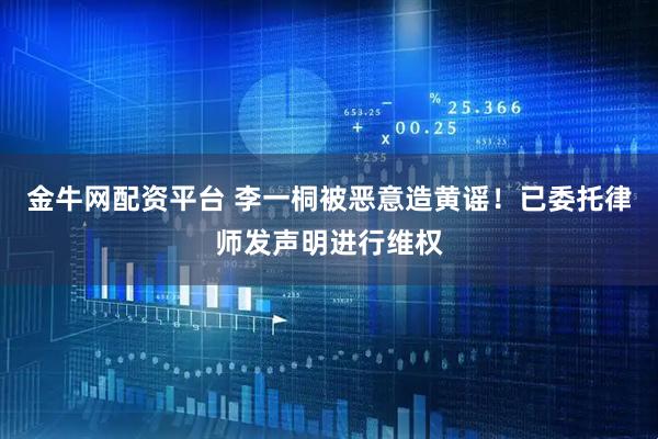 金牛网配资平台 李一桐被恶意造黄谣！已委托律师发声明进行维权